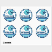 Sticker Rond Capitola Beach California Palm Tree Birds (Feuille)
