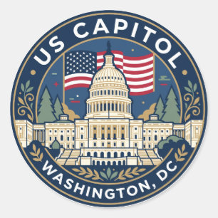 Sticker Rond Capitole des États-Unis District de Columbia