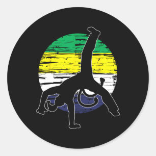 Sticker Rond Capoeira Rétro - Amateur d'arts martiaux Kickboxin