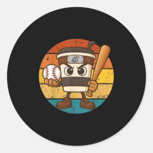 Sticker Rond Cappuccino Ino Baseball mignonne Italien Brainrot 