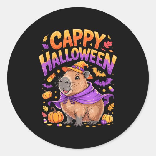 Sticker Rond Cappy Halloween Capybara Sorcière (Devant)