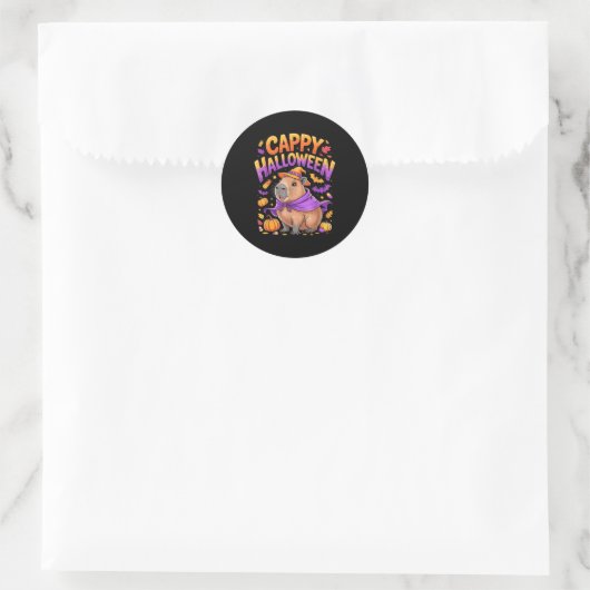 Sticker Rond Cappy Halloween Capybara Witch  (Sac)