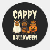Sticker Rond Cappy Halloween Funny Capybara Ghost Witch Pumpkin (Devant)