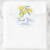 Sticker Rond Capri Citrons Dessinés à la Main Bandes Bleues Ita (Sac)