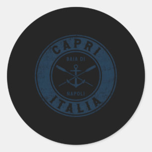 Sticker Rond Capri Italie Bateau Ancre Oars