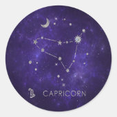 Sticker Rond Capricorne de violet zodiaque | Horoscope astrolog (Devant)
