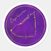 Sticker Rond Capricorne d'or Foil Zodiac Constellation (Devant)