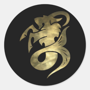 Sticker Rond Capricorne d'or rustique