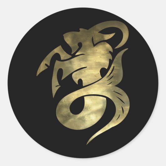 Sticker Rond Capricorne d'or rustique (Devant)