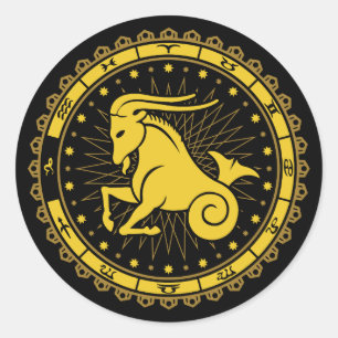 Sticker Rond Capricorne - Symbole du Zodiaque - Horoscope