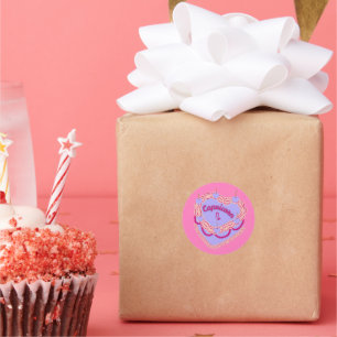 Sticker Rond Capricorne Zodiac Pastel Coeur Gâteau d'anniversai