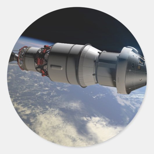 Sticker Rond Capsule Orion et Delta IV en orbite (Devant)