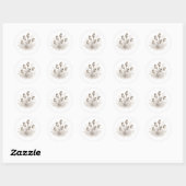 Sticker Rond Capsules de graines de pavot en fleurs Art monochr (Feuille)