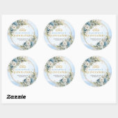 Sticker Rond Captivating Dusty Blue Gold Greenery 15th Birthday (Feuille)