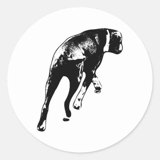 Sticker Rond Capturé à mi-étape - Chien à angle arrière (Devant)