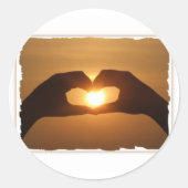 Sticker Rond Capturer Les Mains Du Coucher De Soleil (Devant)