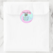 Sticker Rond Capturez l'amour ajouter QR scan marbre rose bleu  (Sac)