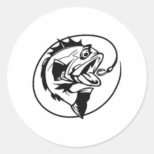 Sticker Rond Capuchon de pêche au poisson (Devant)