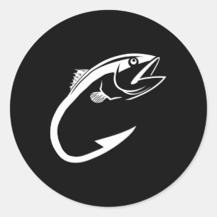 Sticker Rond Capuchon de thon minimaliste pêcheur homme pêcheur