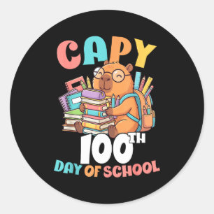 Sticker Rond Capy 100e jour d'école capybara 100 jours de
