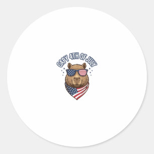 Sticker Rond Capy 4 juillet Conception vectorielle de capybara