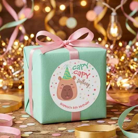 Sticker Rond Capy capy anniversaire capybara