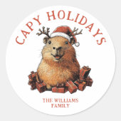 Sticker Rond Capy Holidays Jote Fun Capybara Joyeux Noël (Devant)