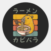Sticker Rond Capybara Anime Graphic Ramen Kawaii Japanese Vinta (Devant)