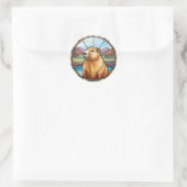 Sticker Rond Capybara, Capybara mignon, Capybara drôle (Sac)