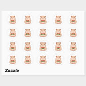 Sticker Rond Capybara Chibi Mignon Mangeant une Tranche de Past (Feuille)