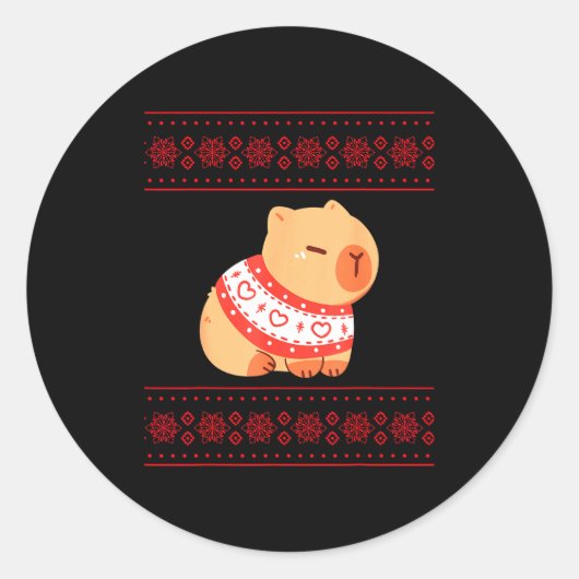 Sticker Rond Capybara Christmas Sweater  (Devant)