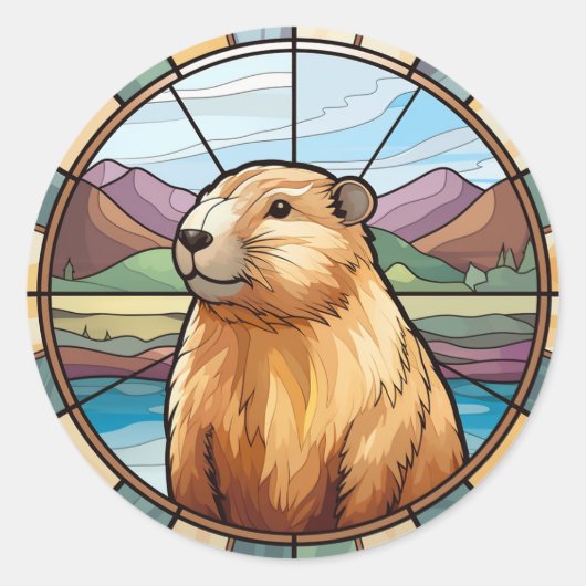 Sticker Rond Capybara, Cute Capybara, Funny Capybara (Devant)