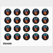 Sticker Rond Capybara Dabbing Rétro Néon 67 (Feuille)