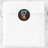 Sticker Rond Capybara Dabbing Rétro Néon 67 (Sac)