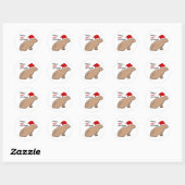 Sticker Rond Capybara De Noël Mignonne Illustré À La Main (Feuille)