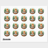 Sticker Rond Capybara Décontracté Relaxation dans un Bain à Rem (Feuille)