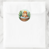 Sticker Rond Capybara Décontracté Relaxation dans un Bain à Rem (Sac)