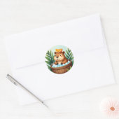 Sticker Rond Capybara Décontracté Relaxation dans un Bain à Rem (Enveloppe)