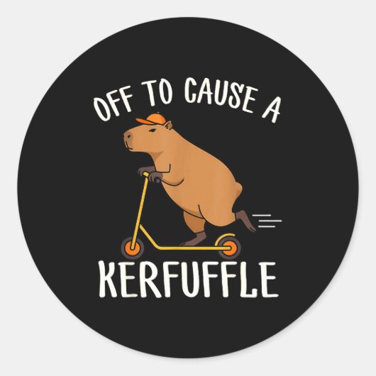 Sticker Rond Capybara drôle parti pour causer une agitation Wei (Devant)