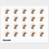 Sticker Rond Capybara Et Papillon Mignons (Feuille)