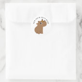 Sticker Rond Capybara Et Papillon Mignons (Sac)