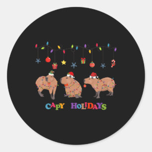 Sticker Rond Capybara Joyeux Noël