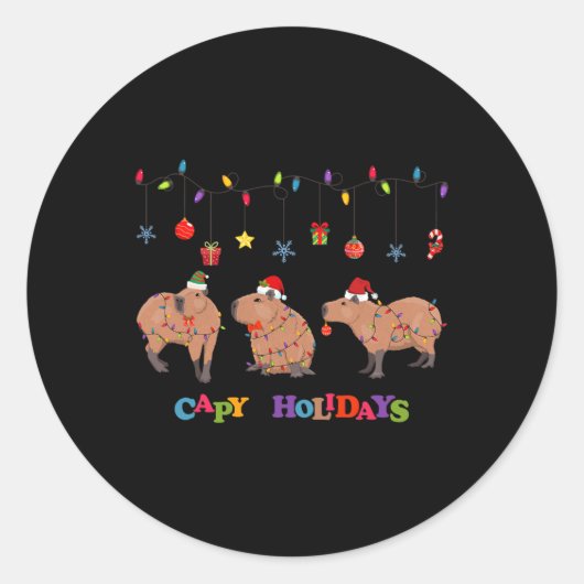 Sticker Rond Capybara Joyeux Noël (Devant)
