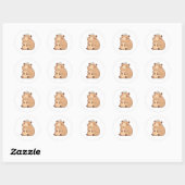 Sticker Rond Capybara mignon avec conception Kawaii de fleur de (Feuille)