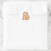 Sticker Rond Capybara mignon avec conception Kawaii de fleur de (Sac)