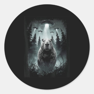 Sticker Rond Capybara Selfie Avec Alien Ufo Funny Capybara Cade