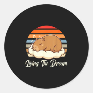 Sticker Rond Capybara sleepybara vivant le rêve rétro vintage