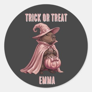 Sticker Rond Capybara Sorcière Trick or Treat