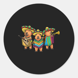 Sticker Rond Capybyra Cinco De Mayo Bynd Musicien Mexicain Enfa