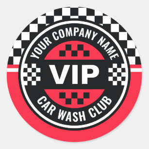 Sticker Rond Car Wash Club - Racing À damiers Drapeau Rewards